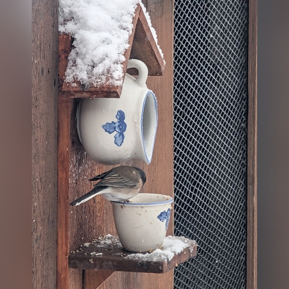 Rustic Wooden Handmade Bird Feeder Teal  Me Meet Again - Picture 9 of 14